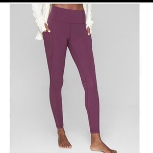 Athleta Salutation Laser Cut Athletic Leggings Purple, size XXS style # 78086